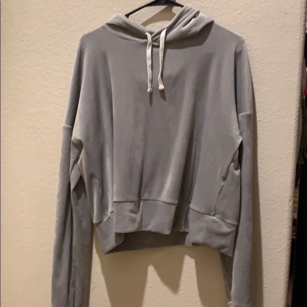 Cropped Velvet Hoodie